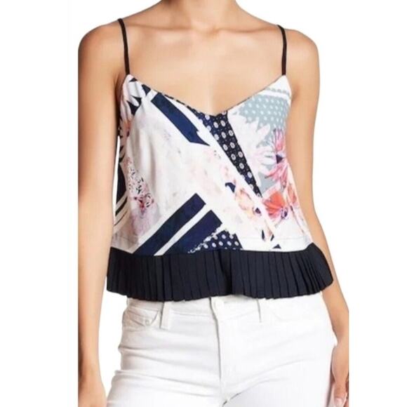 French Connection Size 0 Multi Print Cropped Cami Camisole Tank - Picture 1 of 5